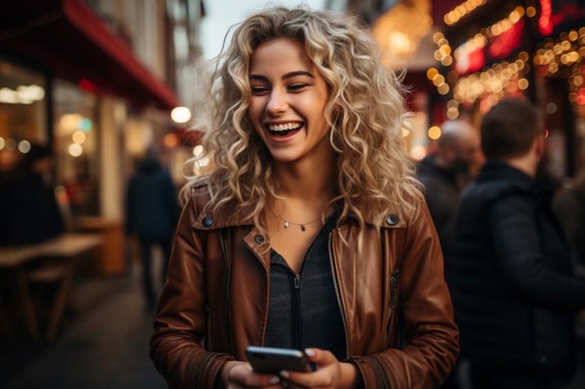 Happy Woman Holding a Mobile Phone (35)