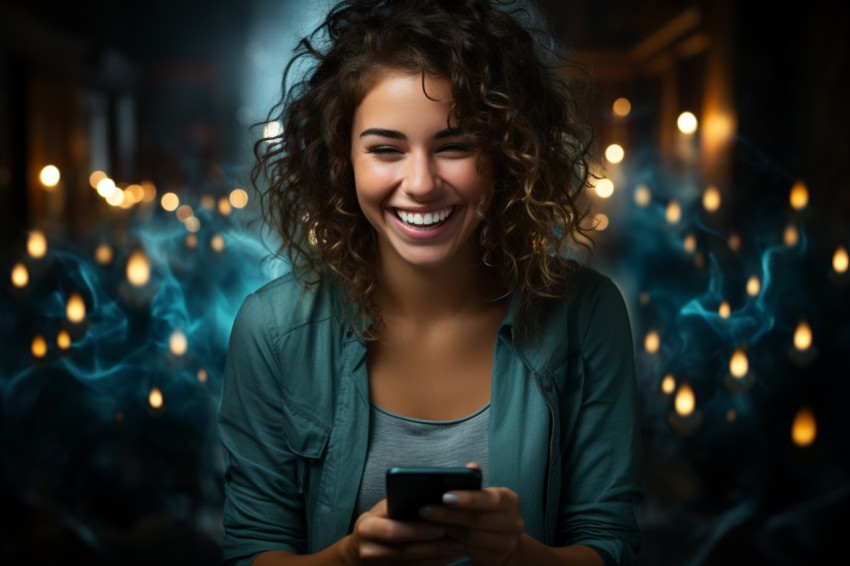 Happy Woman Holding a Mobile Phone (13)