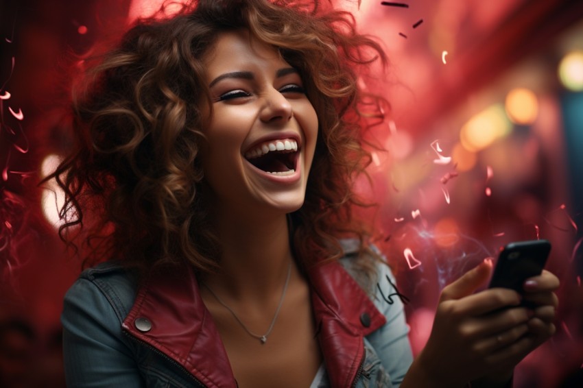 Happy Woman Holding a Mobile Phone (45)