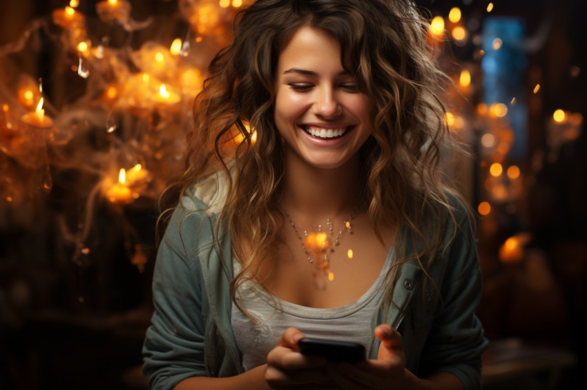 Happy Woman Holding a Mobile Phone (79)