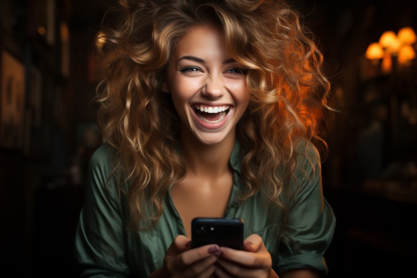 Happy Woman Holding a Mobile Phone (89)