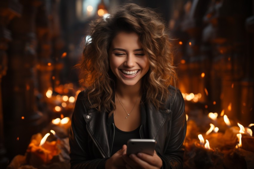 Happy Woman Holding a Mobile Phone (69)