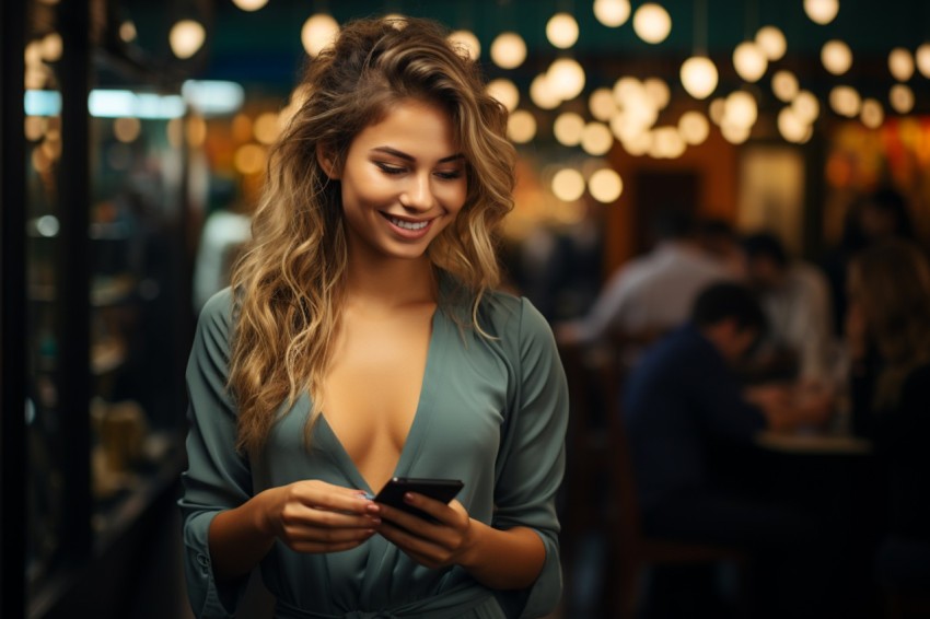 Happy Woman Holding a Mobile Phone (114)