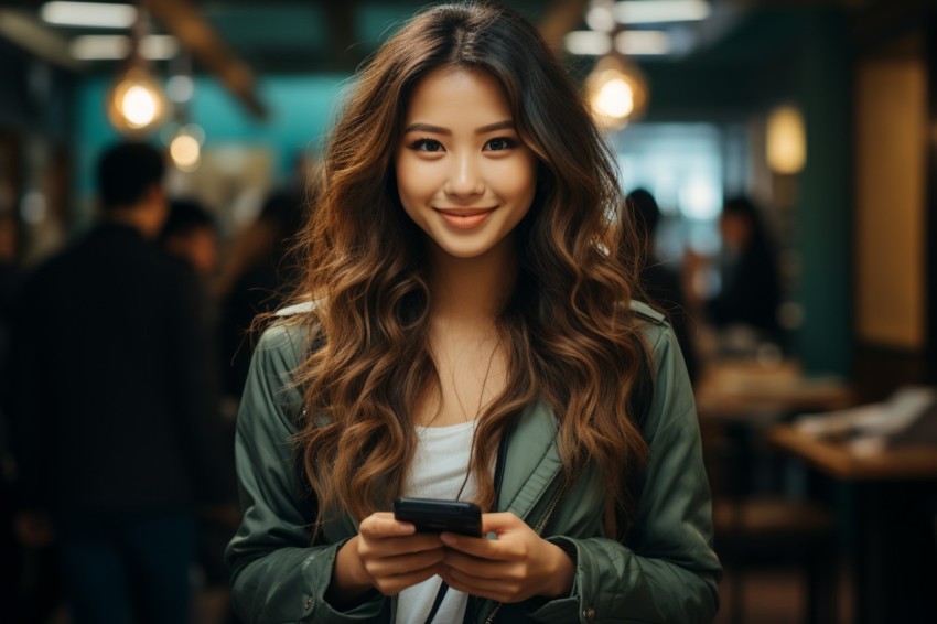 Happy Woman Holding a Mobile Phone (121)
