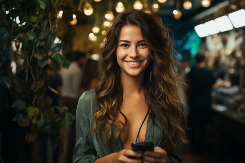 Happy Woman Holding a Mobile Phone (136)