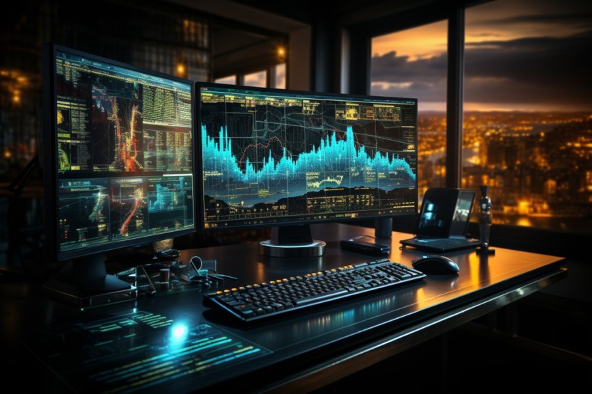 Stock Market Trading Graphs Chart on computer Screen (44)