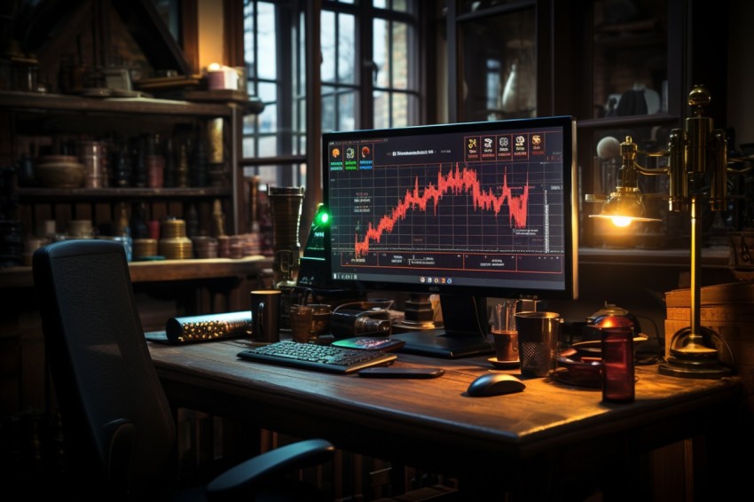 A man Analyzing Stock Market Trading Graphs Chart on computer Screen (48)