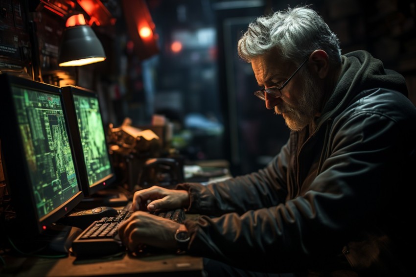 A man Analyzing Stock Market Trading Graphs Chart on computer Screen (97)