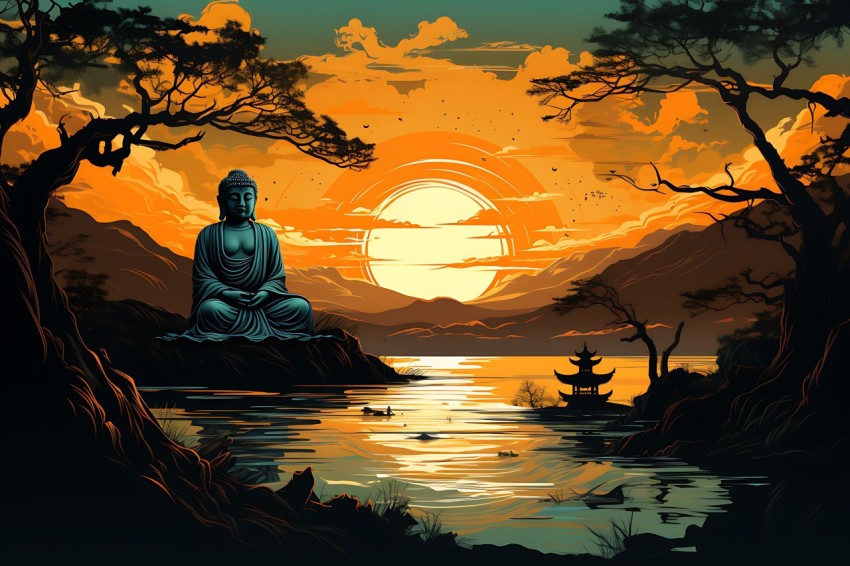 Gautam Lord Buddha Aesthetic Meditating (3010)