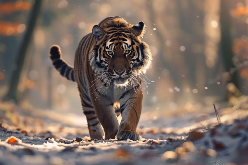 A Tiger Walking Through The Jungle Forest Wildlife Photography (2)