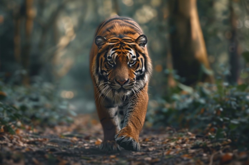 A Tiger Walking Through The Jungle Forest Wildlife Photography (15)