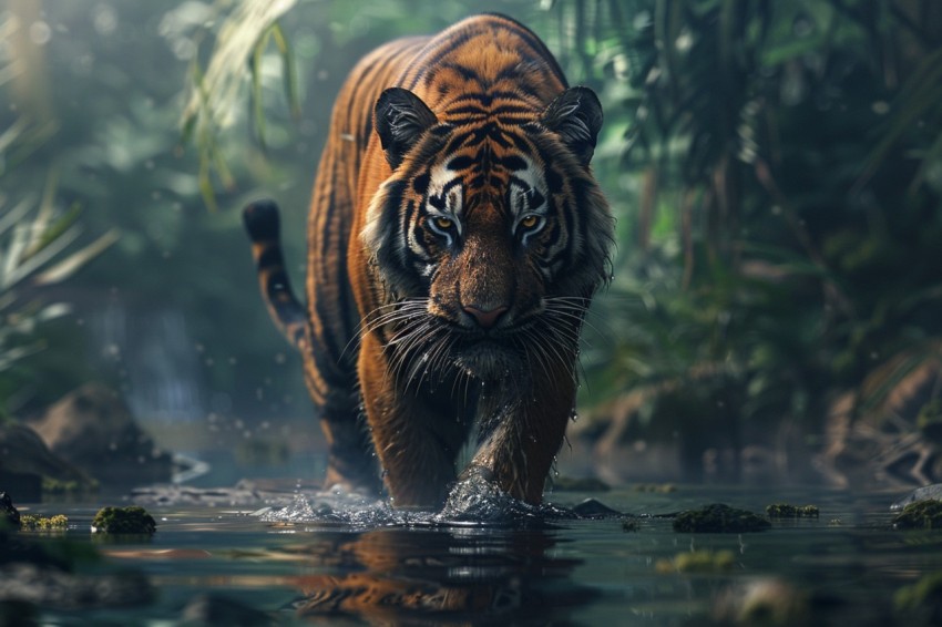 A Tiger Walking Through The Jungle Forest Wildlife Photography (42)