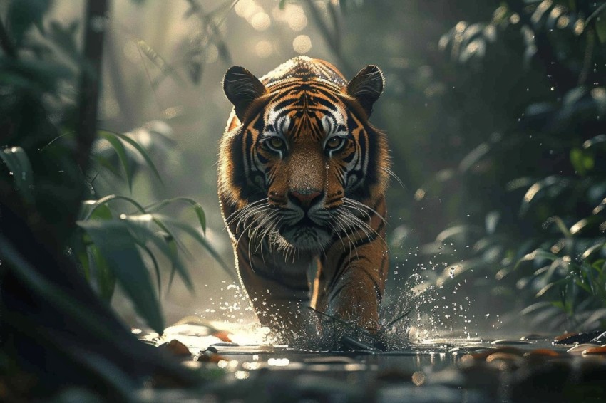 A Tiger Walking Through The Jungle Forest Wildlife Photography (102)