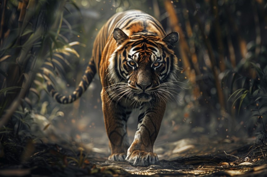 A Tiger Walking Through The Jungle Forest Wildlife Photography (140)