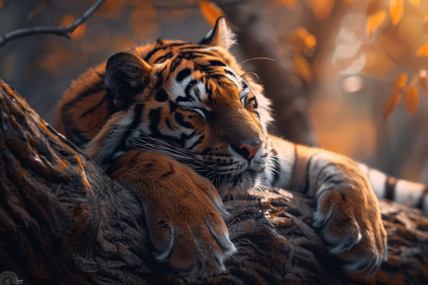 Tiger Sleeping on a Tree Branch in The Forest Wildlife Photography (32)