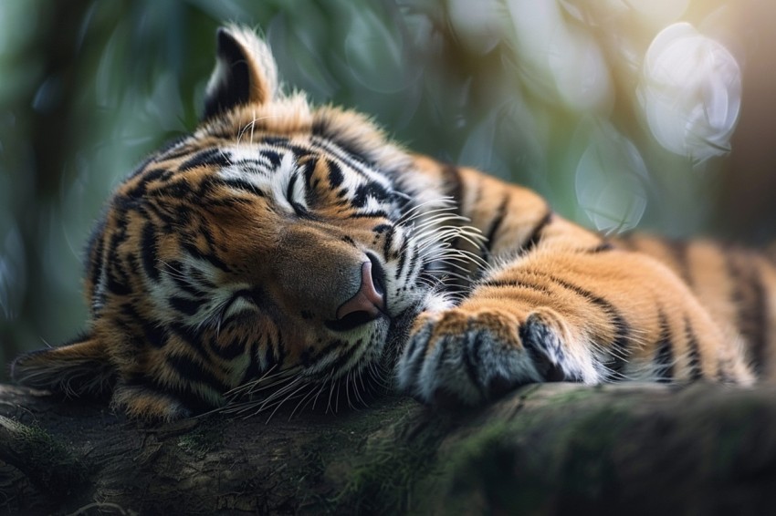 Tiger Sleeping on a Tree Branch in The Forest Wildlife Photography (34)