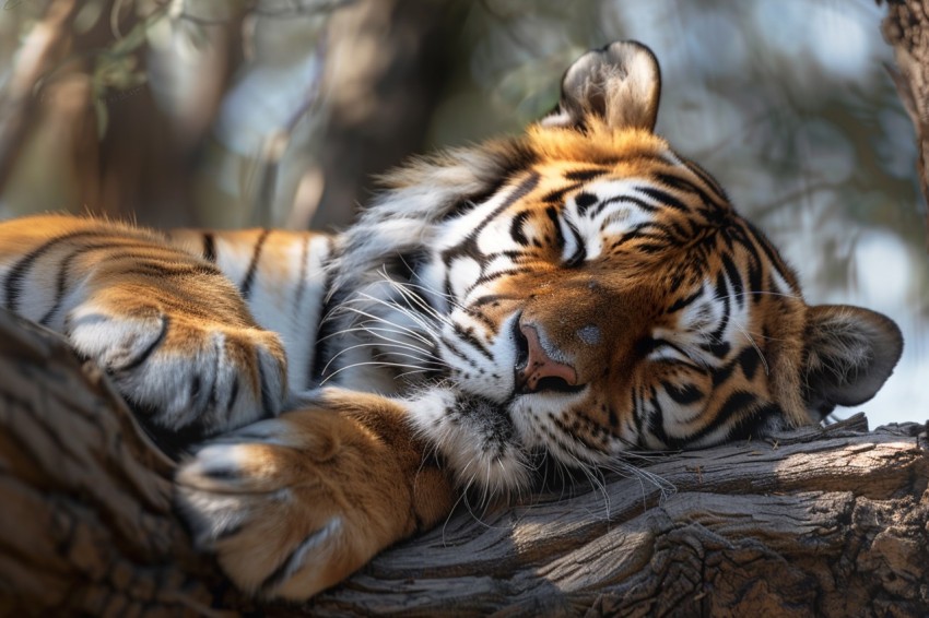Tiger Sleeping on a Tree Branch in The Forest Wildlife Photography (40)