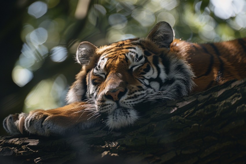 Tiger Sleeping on a Tree Branch in The Forest Wildlife Photography (31)