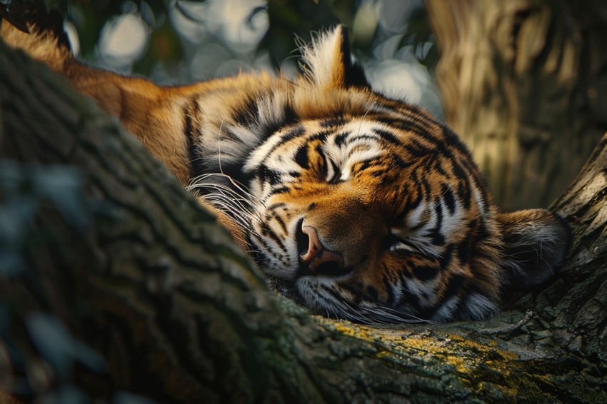 Tiger Sleeping on a Tree Branch in The Forest Wildlife Photography (14)