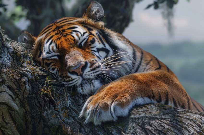Tiger Sleeping on a Tree Branch in The Forest Wildlife Photography (39)