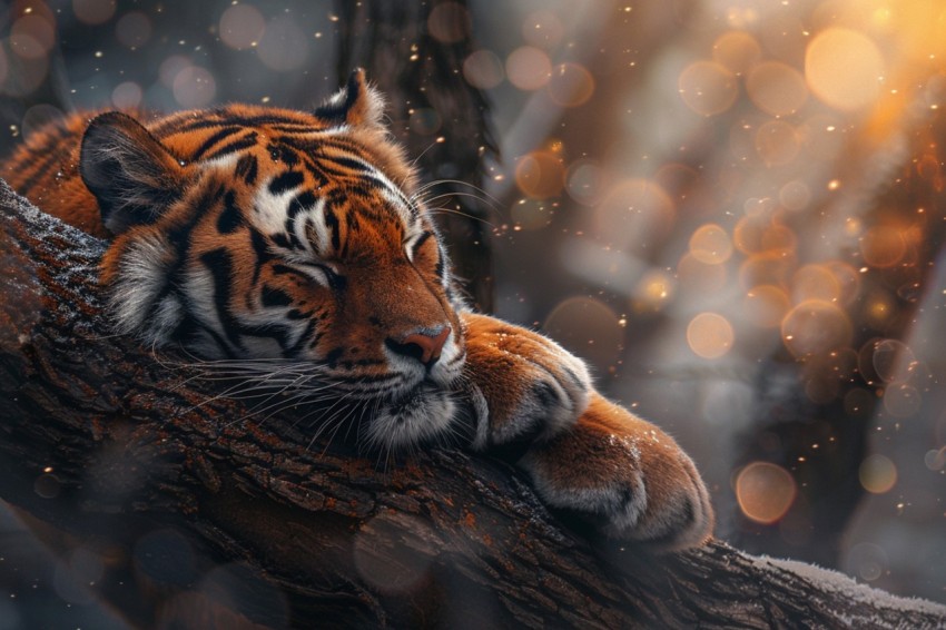Tiger Sleeping on a Tree Branch in The Forest Wildlife Photography (10)