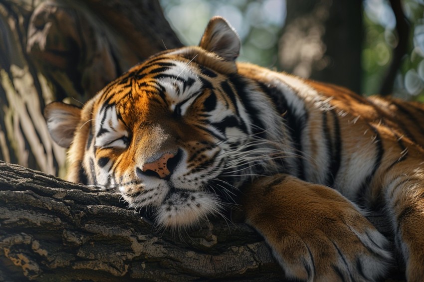Tiger Sleeping on a Tree Branch in The Forest Wildlife Photography (44)
