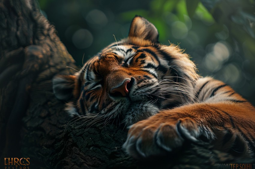 Tiger Sleeping on a Tree Branch in The Forest Wildlife Photography (4)