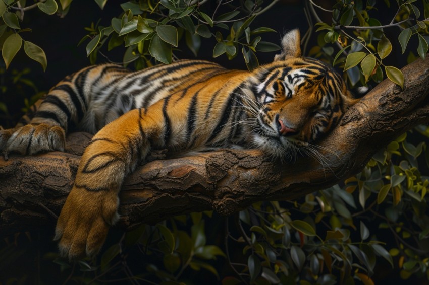 Tiger Sleeping on a Tree Branch in The Forest Wildlife Photography (24)