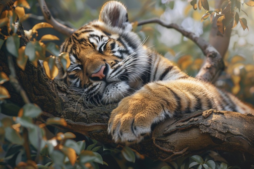Tiger Sleeping on a Tree Branch in The Forest Wildlife Photography (26)