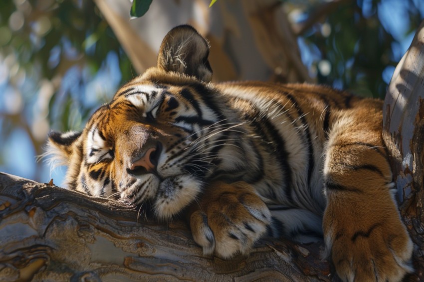 Tiger Sleeping on a Tree Branch in The Forest Wildlife Photography (15)