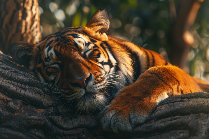 Tiger Sleeping on a Tree Branch in The Forest Wildlife Photography (37)