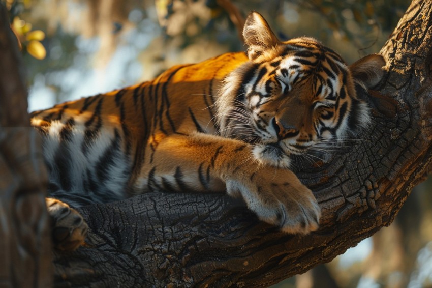 Tiger Sleeping on a Tree Branch in The Forest Wildlife Photography (33)