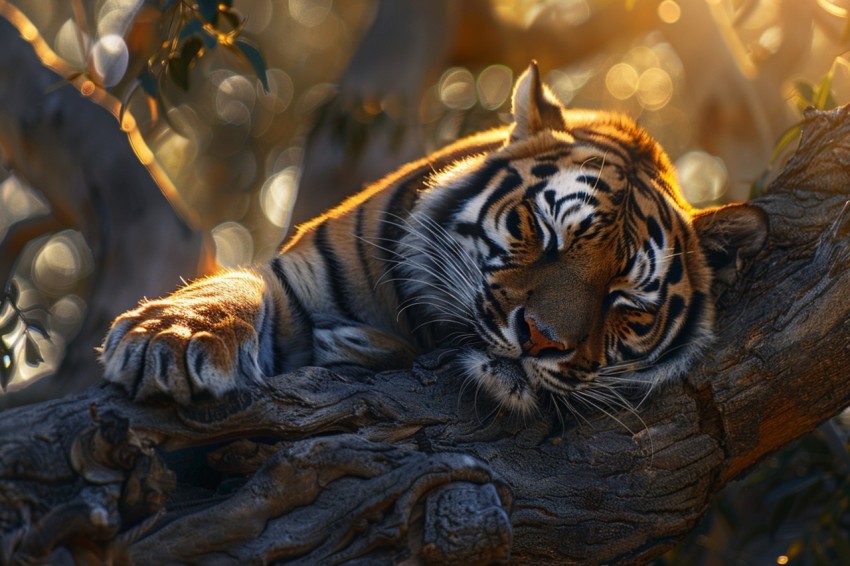 Tiger Sleeping on a Tree Branch in The Forest Wildlife Photography (28)