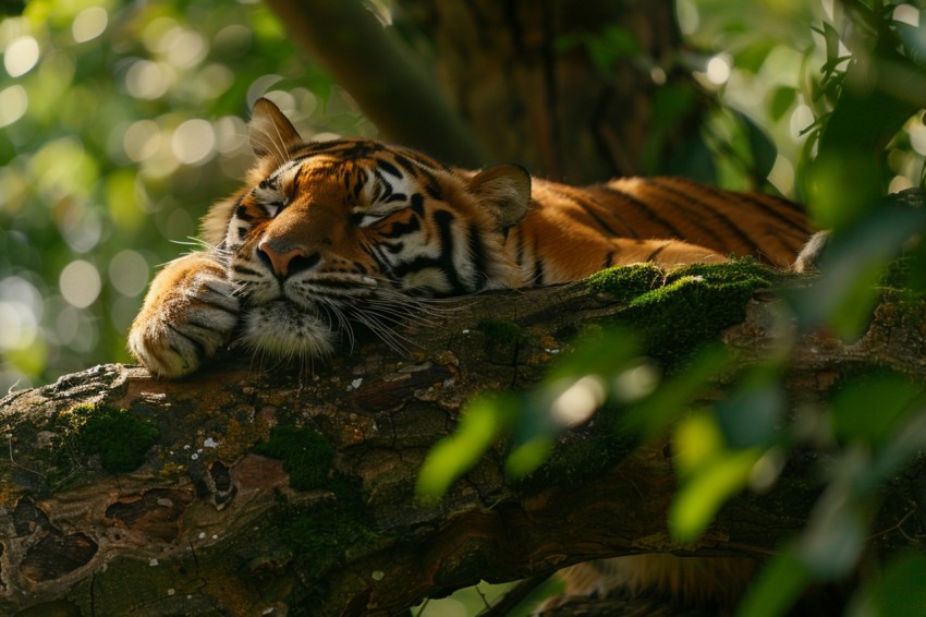 Tiger Sleeping on a Tree Branch in The Forest Wildlife Photography (35)