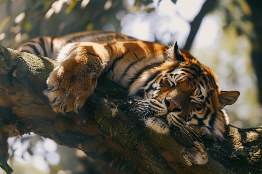 Tiger Sleeping on a Tree Branch in The Forest Wildlife Photography (41)