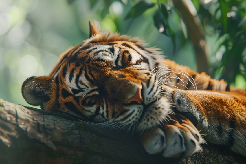 Tiger Sleeping on a Tree Branch in The Forest Wildlife Photography (38)