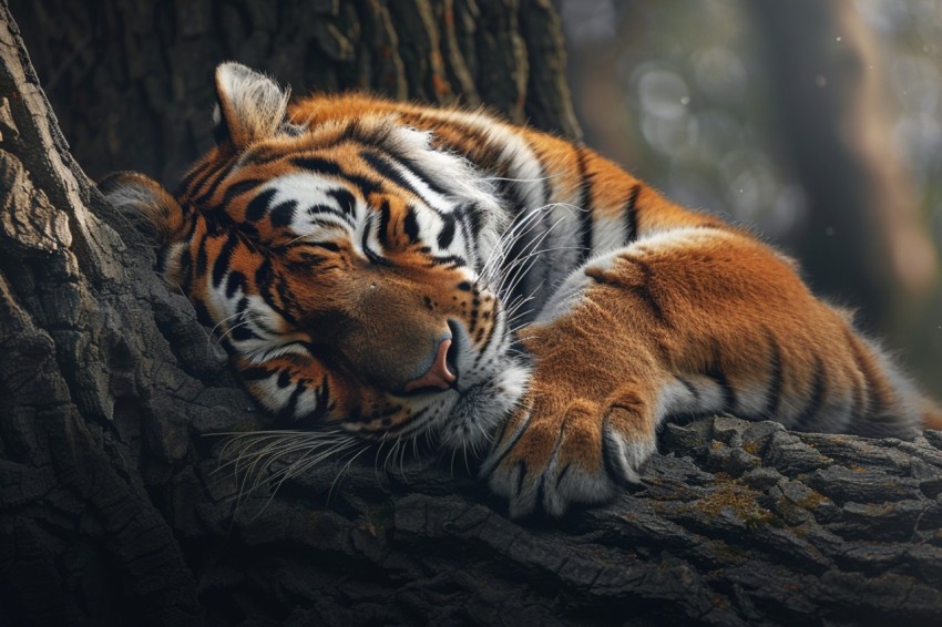 Tiger Sleeping on a Tree Branch in The Forest Wildlife Photography (17)
