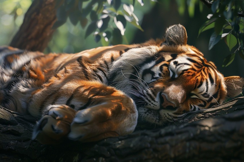 Tiger Sleeping on a Tree Branch in The Forest Wildlife Photography (9)