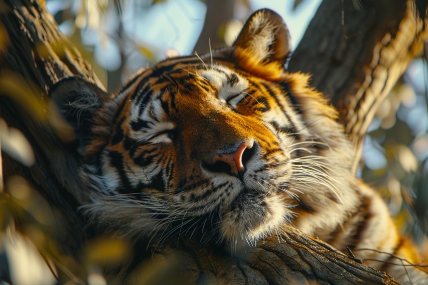 Tiger Sleeping on a Tree Branch in The Forest Wildlife Photography (21)