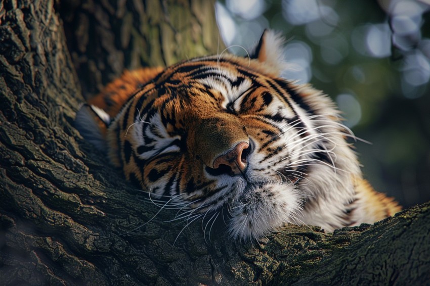 Tiger Sleeping on a Tree Branch in The Forest Wildlife Photography (20)
