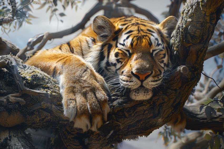 Tiger Sleeping on a Tree Branch in The Forest Wildlife Photography (36)