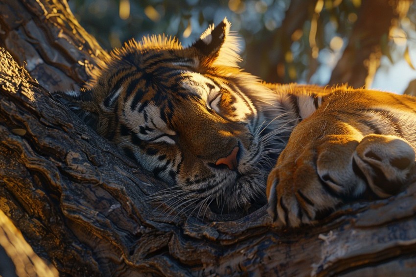 Tiger Sleeping on a Tree Branch in The Forest Wildlife Photography (49)