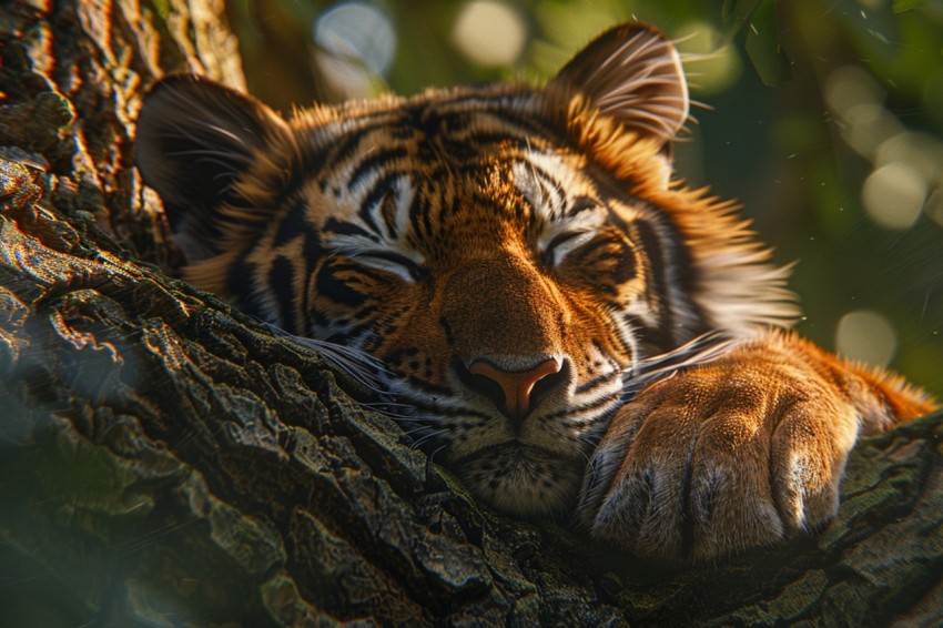 Tiger Sleeping on a Tree Branch in The Forest Wildlife Photography (8)