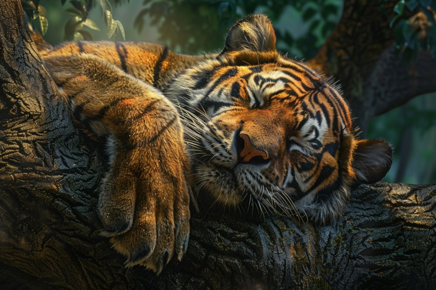 Tiger Sleeping on a Tree Branch in The Forest Wildlife Photography (18)