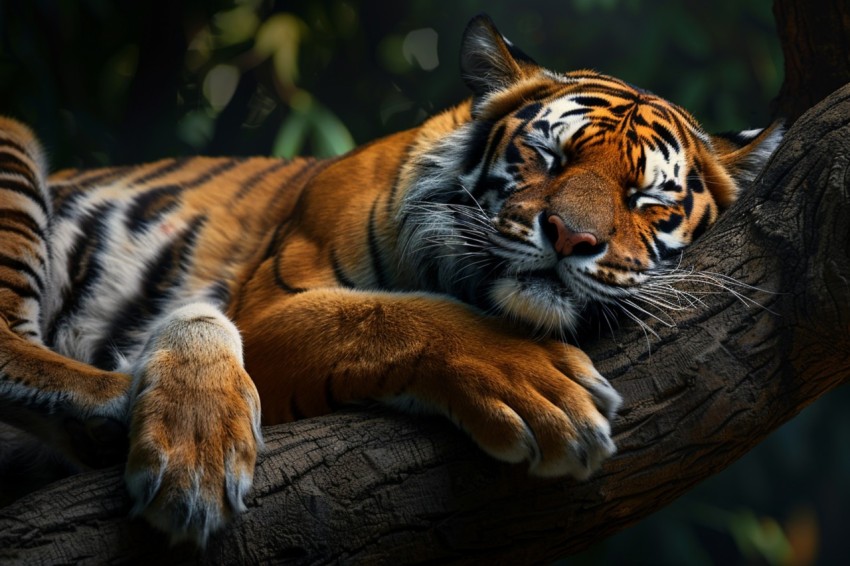 Tiger Sleeping on a Tree Branch in The Forest Wildlife Photography (67)