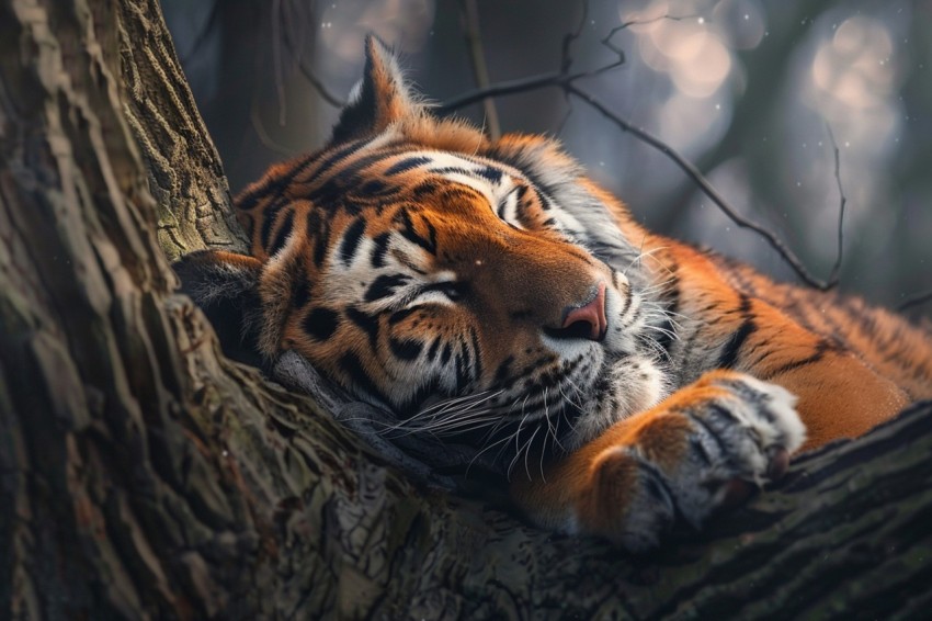 Tiger Sleeping on a Tree Branch in The Forest Wildlife Photography (66)