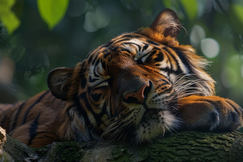 Tiger Sleeping on a Tree Branch in The Forest Wildlife Photography (64)