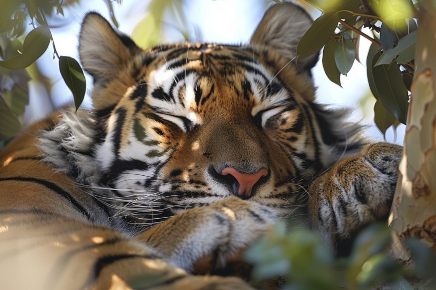 Tiger Sleeping on a Tree Branch in The Forest Wildlife Photography New (13)