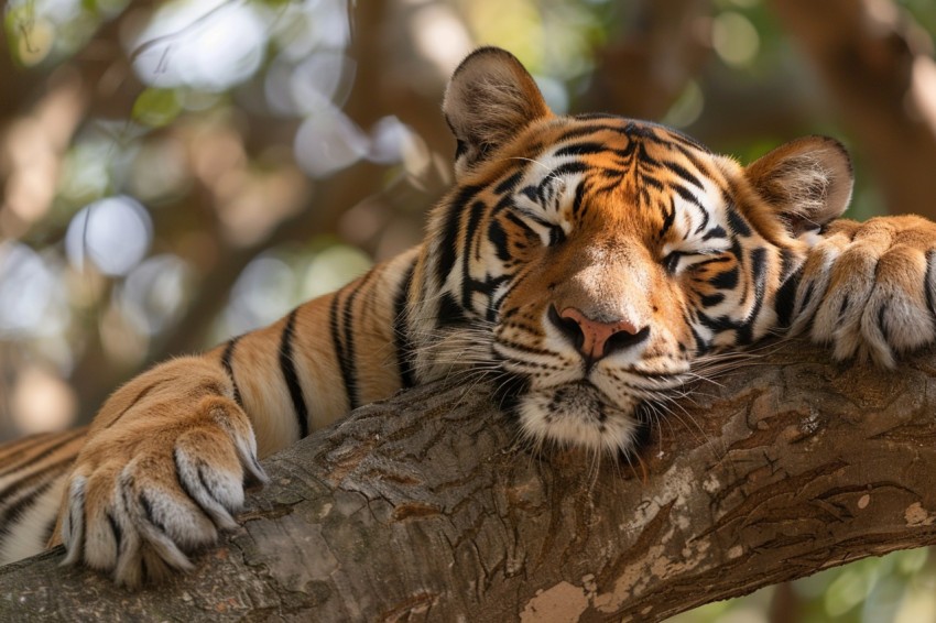 Tiger Sleeping on a Tree Branch in The Forest Wildlife Photography New (18)