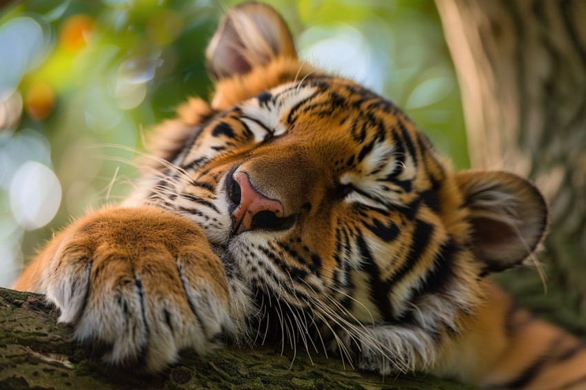 Tiger Sleeping on a Tree Branch in The Forest Wildlife Photography New (17)